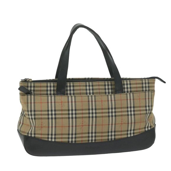 Burberrys Nova Check Hand Bag Canvas Beige Auth ep3023 - Picture 1 of 16